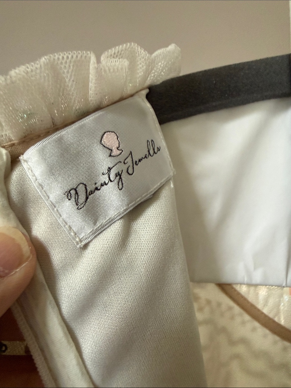 Dainty Jewells Cream Long-Sleeve A-Line Dress with Lavender Detail - Picture 2 of 6